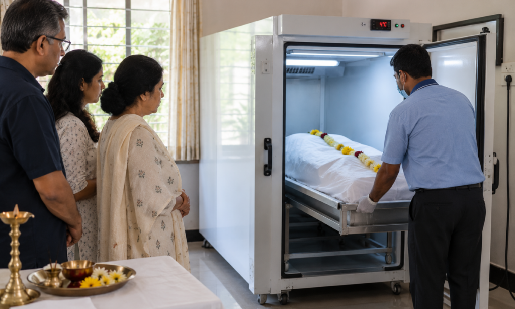 Freezer box for preserving the deceased