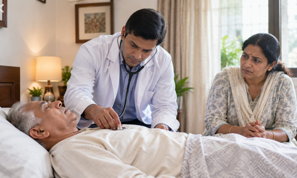 Doctor confirming a death at home.