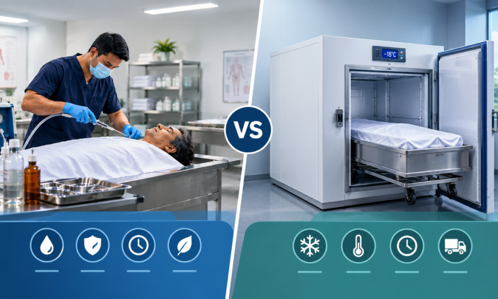 Embalming vs Freezer Box