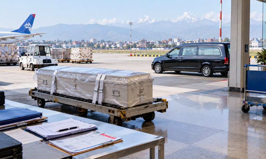 Kathmandu receiving contact for air transportation.