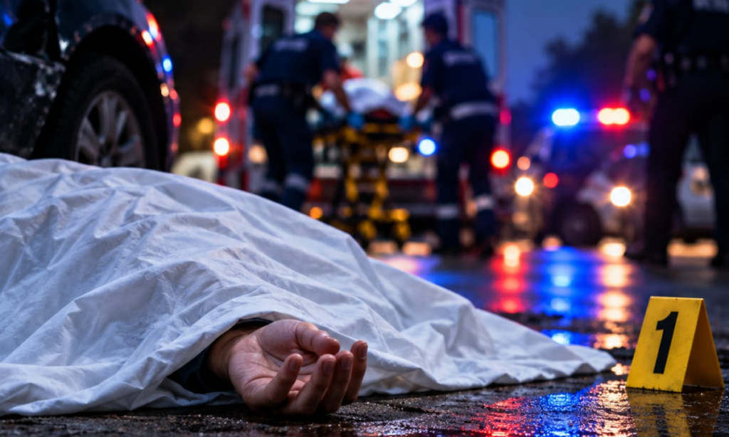 Family speaking with police after a sudden or unnatural death.