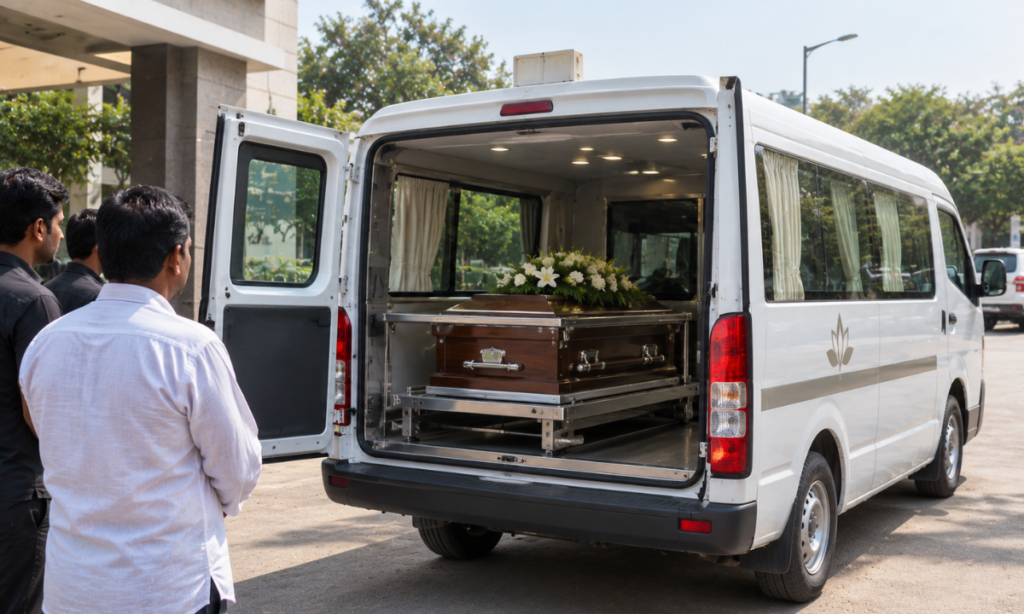 Standard hearse van for local transit