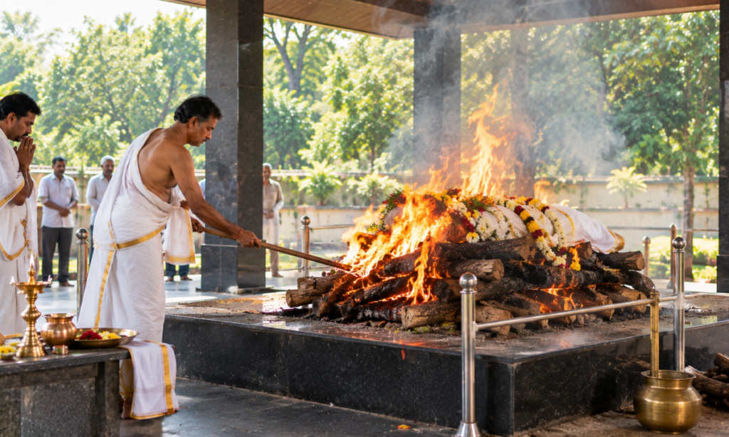 Agni Sparsha, Dahana Sanskar and Ghatasphota during final rites
