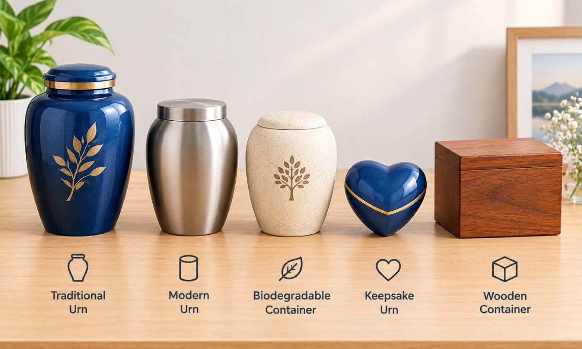 Choosing a suitable urn or container for cremated ashes