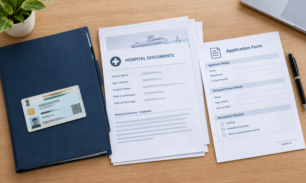 Documents required for death certificate registration.