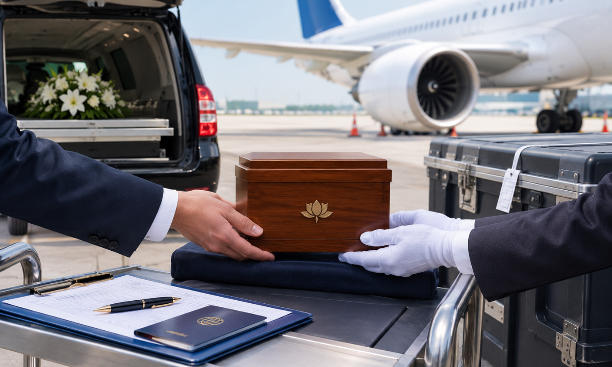 Destination handover process for safely receiving and transferring human remains to the family
