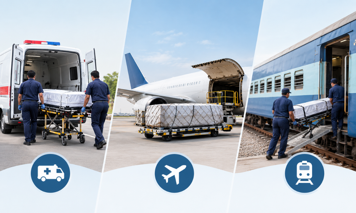 Domestic transportation options for human remains across India.